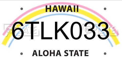 6TLK033 Hawaii License Plate