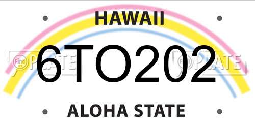 6TO202 Hawaii License Plate