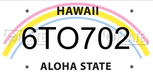 6TO702 Hawaii License Plate