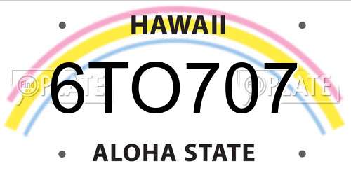 6TO707 Hawaii License Plate