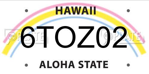 6TOZ02 Hawaii License Plate