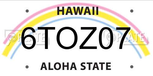 6TOZ07 Hawaii License Plate