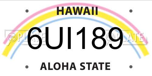 6UI189 Hawaii License Plate