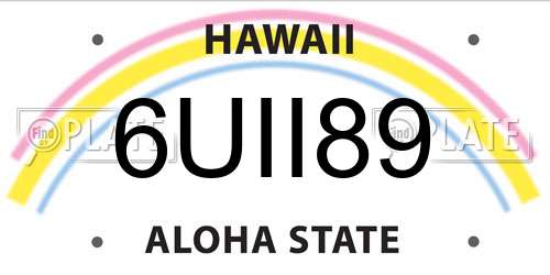6UII89 Hawaii License Plate