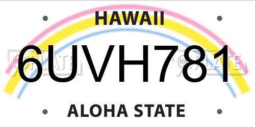6UVH781 Hawaii License Plate