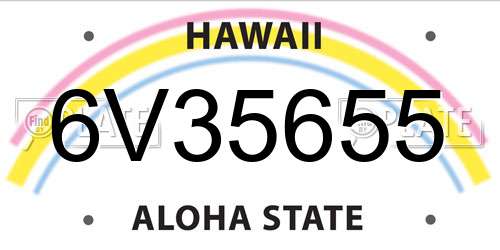 6V35655 Hawaii License Plate