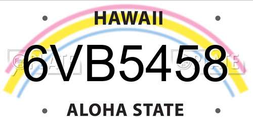6VB5458 Hawaii License Plate