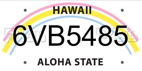 6VB5485 Hawaii License Plate