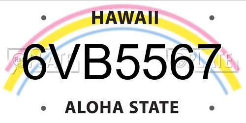 6VB5567 Hawaii License Plate