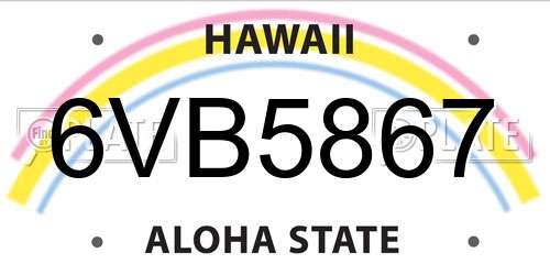 6VB5867 Hawaii License Plate