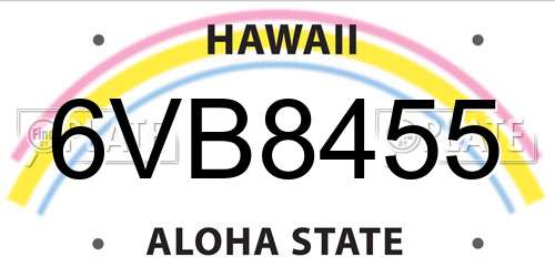 6VB8455 Hawaii License Plate