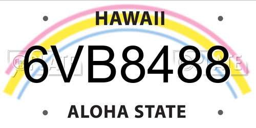 6VB8488 Hawaii License Plate