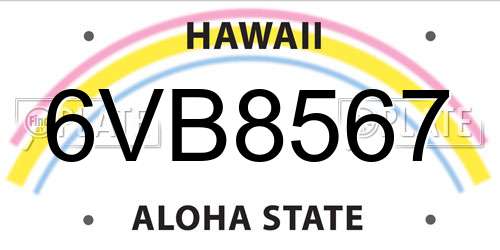 6VB8567 Hawaii License Plate