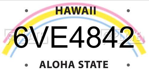 6VE4842 Hawaii License Plate
