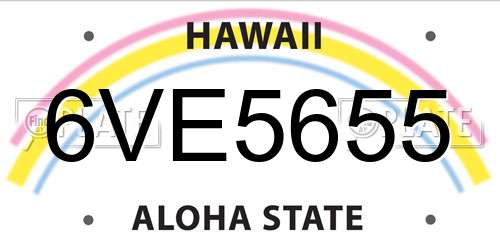 6VE5655 Hawaii License Plate