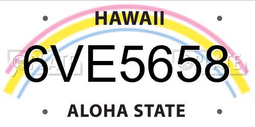 6VE5658 Hawaii License Plate