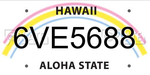 6VE5688 Hawaii License Plate