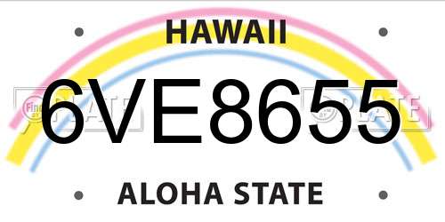 6VE8655 Hawaii License Plate
