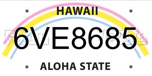 6VE8685 Hawaii License Plate