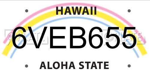 6VEB655 Hawaii License Plate