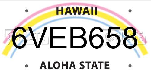 6VEB658 Hawaii License Plate