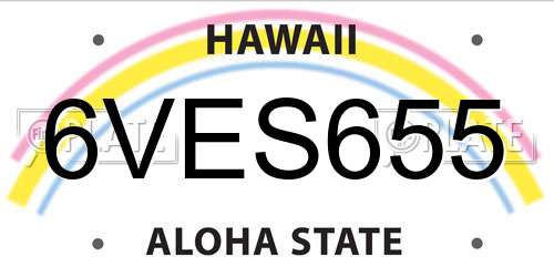 6VES655 Hawaii License Plate