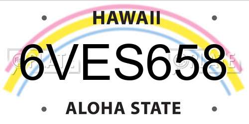 6VES658 Hawaii License Plate