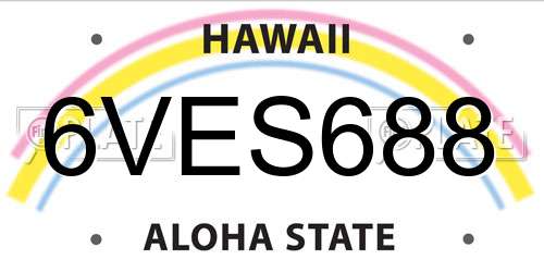 6VES688 Hawaii License Plate