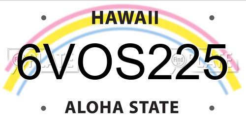 6VOS225 Hawaii License Plate