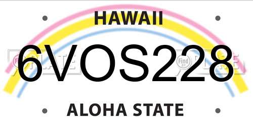 6VOS228 Hawaii License Plate