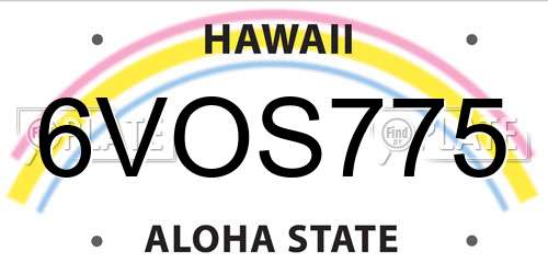 6VOS775 Hawaii License Plate
