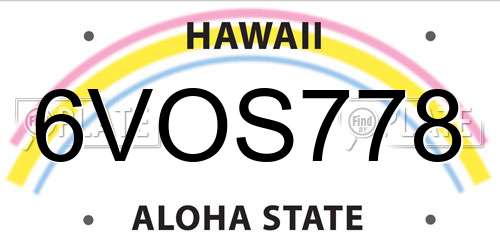 6VOS778 Hawaii License Plate