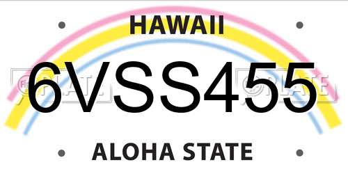 6VSS455 Hawaii License Plate
