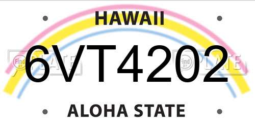 6VT4202 Hawaii License Plate