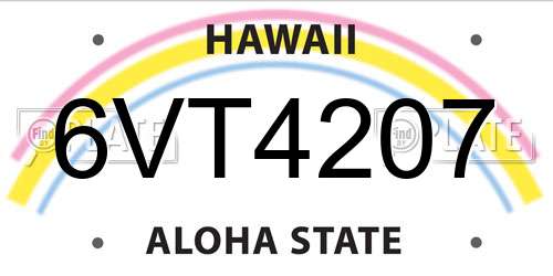 6VT4207 Hawaii License Plate
