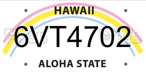 6VT4702 Hawaii License Plate