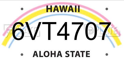 6VT4707 Hawaii License Plate