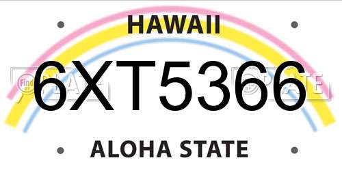 6XT5366 Hawaii License Plate