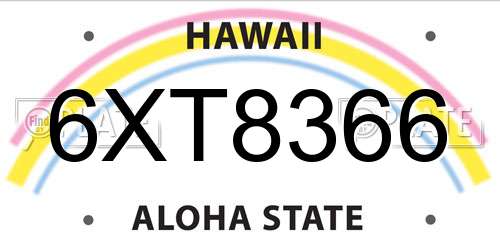 6XT8366 Hawaii License Plate