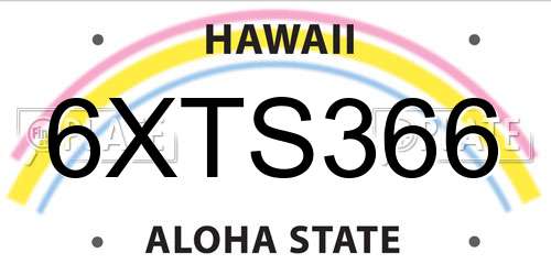 6XTS366 Hawaii License Plate