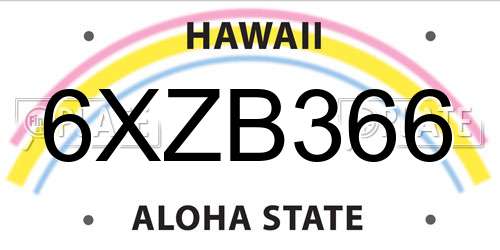 6XZB366 Hawaii License Plate