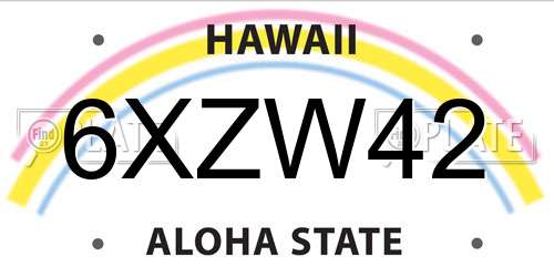 6XZW42 Hawaii License Plate