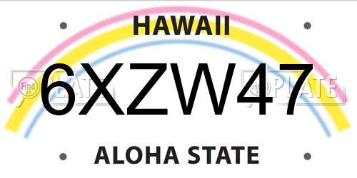 6XZW47 Hawaii License Plate