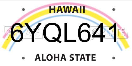 6YQL641 Hawaii License Plate