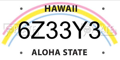 6Z33Y3 Hawaii License Plate