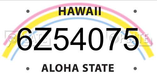 6Z54075 Hawaii License Plate