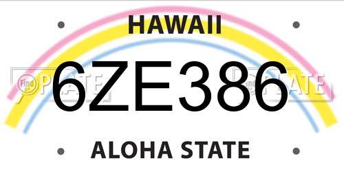 6ZE386 Hawaii License Plate
