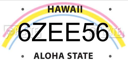 6ZEE56 Hawaii License Plate