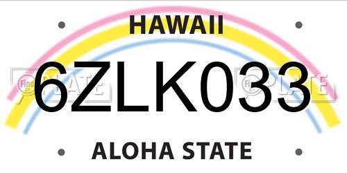 6ZLK033 Hawaii License Plate