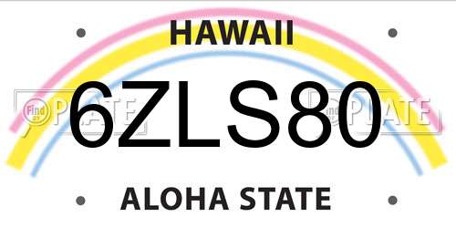 6ZLS80 Hawaii License Plate